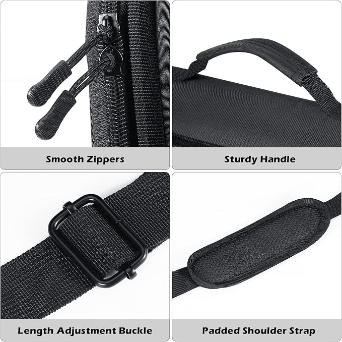 MoKo Zipper Binder, 2-Inch 3-Ring, 500 Sheets, 5-Tab File Folders, Black | 420D nylon with five dividers, multiple pockets, a padded handle and adjustable shoulder strap.