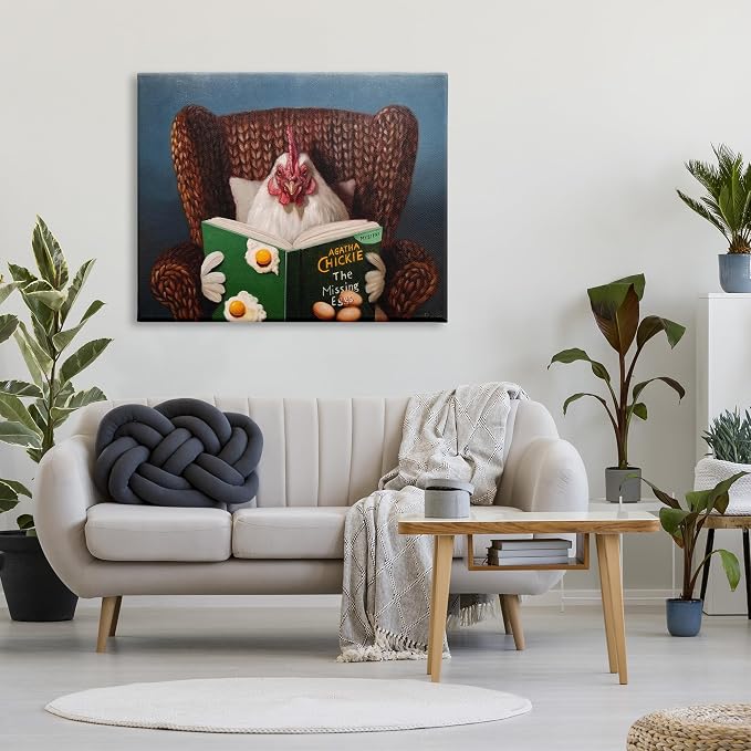 Stupell Industries 'Chicken Reading Book'| Canvas Art | Stupell Industries | 48 x 36 Inches, Easy to Hang and Sturdy, Made in USA, by Lucia Heffernan