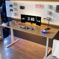 Shintenchi Standing Desk, 63x24 Inch Height Adjustable Electric Sit Stand up Desk, Ergonomic Rising Computer Table, Modern Lift Gaming Desk Workstation for Home Office, White