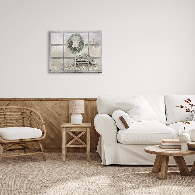 Rustic Meadow Floral Wagon, 24 x 30 Inch Canvas Wall Art | Stupell Industries · By Lori Deiter · Ready to hang · Farmhouse charm for living room · bedroom · or office · Made in USA
