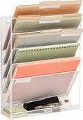 Mind Reader 5-Pocket Vertical File Storage, Desktop Organizer, Wall Mount, Office, Metal Mesh,White