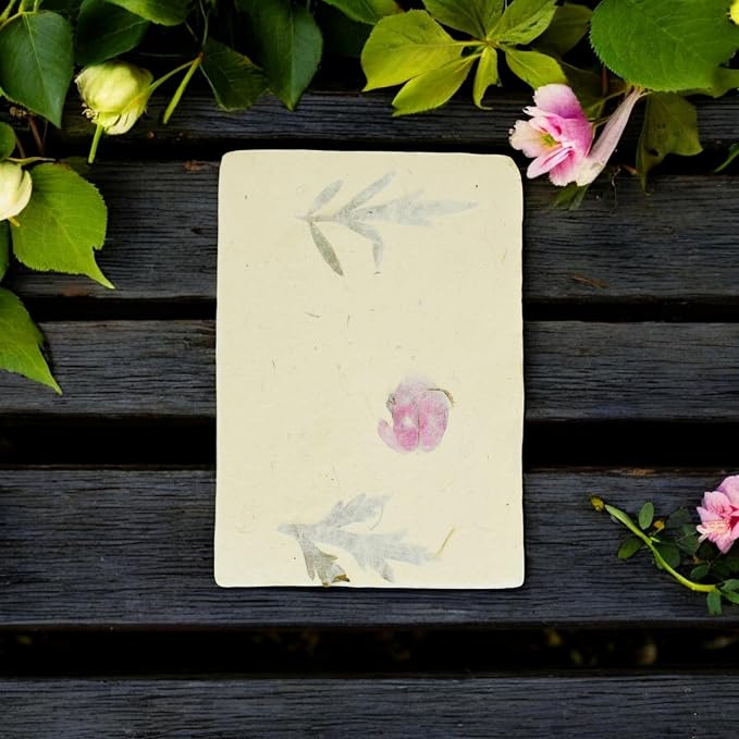 Handmade Lokta Card Stock 5x7 Deckle Edge, Forest Wanderer (50 Sheets) | Kathmandu Valley Co. pressed flowers & leaves, decorative stationery, DIY wedding invitations, thank you notes, made in Nepal