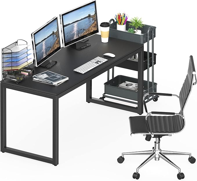 SHW 55-Inch Commercial-Grade Office Computer Desk, Black | 10-Year Limited Warranty