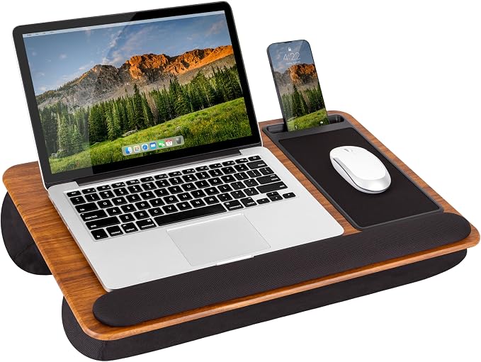 LAPGEAR Home Office Pro Lap Desk – Espresso Woodgrain, Fits 15.6” Laptops