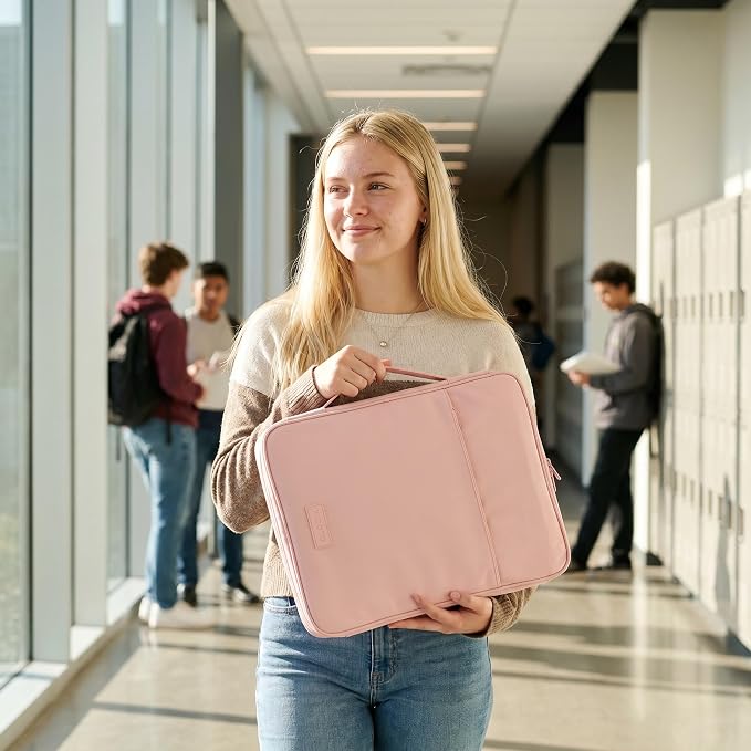 Sturdy 3 Ring Zipper Binder with Strap for School - Beautiful 1 Inch Zip Up Binder with 5-Tab Dividers Holds 420 Sheets, Books & Laptop - Easy to Carry Trapper Keeper Made of Premium Fabrics
