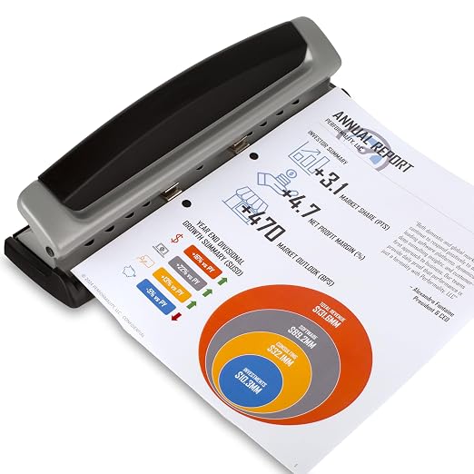 Swingline 3 Hole Punch, 10 Sheet Capacity Three Hole Puncher 3 Ring, Adjustable 2-3 Hole Paper Punch, Precision Pro, Black & Silver (74037)