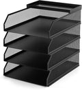 4 Tier Paper Tray Organizer for Desk, Stackable Office Organization | Metal Mesh Desk Trays, File Storage, Paper Sorter Organizer for Letter/A4 Office File Folder Holder, Black