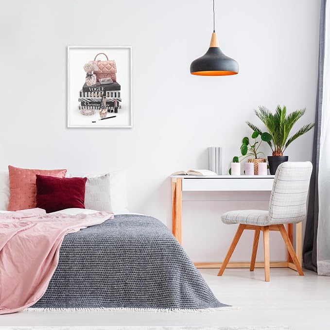 Fashion Bookstack Glam Still Life, 24 x 30 Inch Framed Giclée Print | Stupell Industries · By Ziwei Li · Ready to hang · Chic decor for bedroom · office · or living room · Made in USA