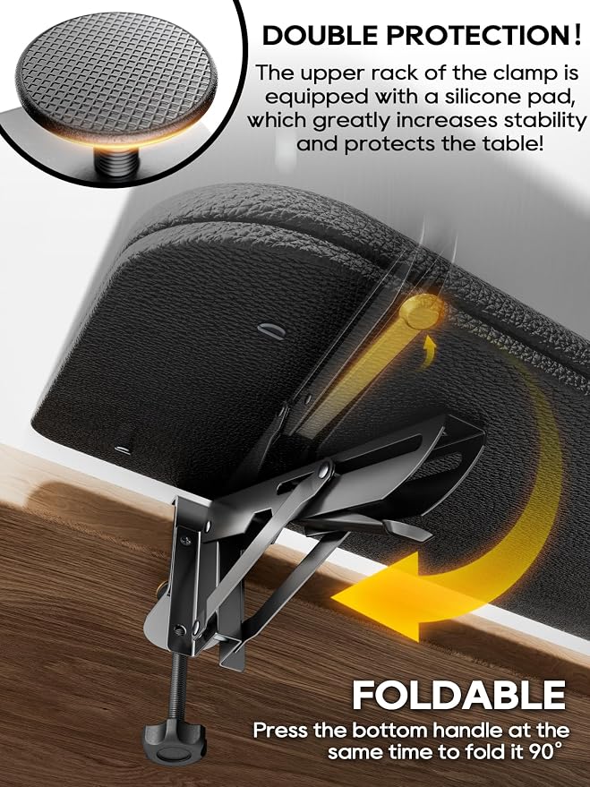 NODOCA Arm Rest for Desk, Ergonomics Wrist Rest, Desk Extender, Soft Sponge Built-in, Comfortable Arm Support for Desk, Wrapped in Eco-Friendly Leather, Foldable Elbow Rest for Desk(1, Black, 30'')