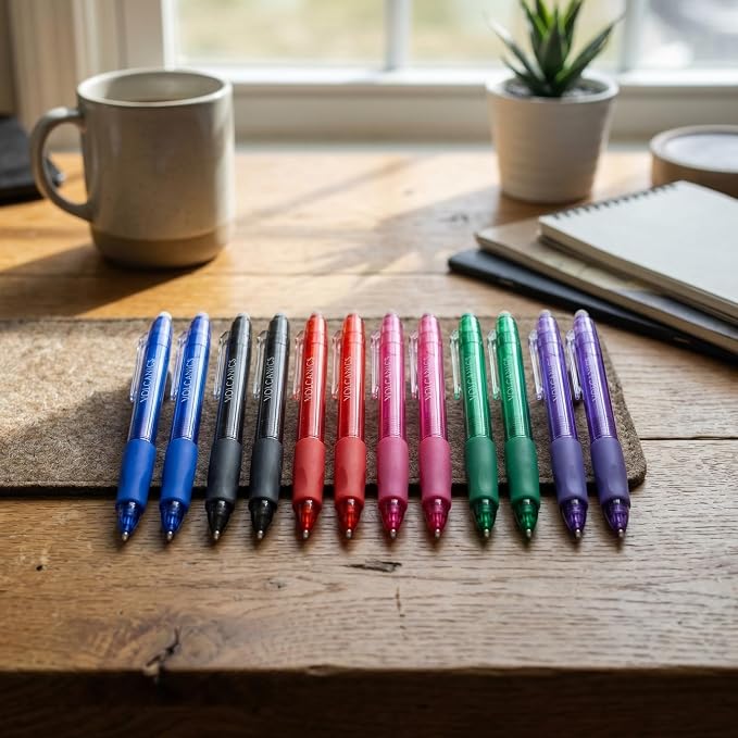 Volcanics Erasable Gel Pens, 36 Pack, 6 Colors, 0.7mm Fine Point
