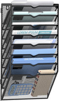8-Tier Wall File Organizer and Hanging File Organizer, Black | Wall Organizer and Wall Mounted File Holder with 8 Pockets and Label Panels for Files, Mail, Folders, Magazines and Paper