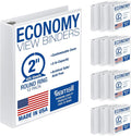 Samsill 2 Inch 3 Ring Binders, Economy Round Ring, Clear View Cover, 425 Sheet Capacity - for School, Home, Office - White, 12 Pack