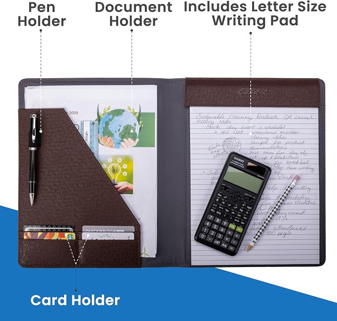 Case-it Business Padfolio | Letter Size | PAD-14 Brown | Premier, Letter Size Writing Pad, School & Office
