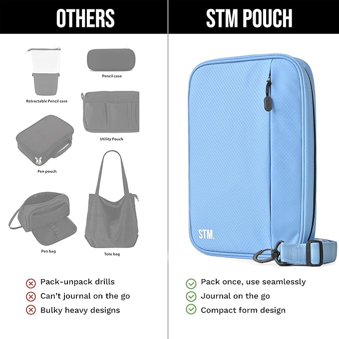 Scribbles That Matter - B5 Pencil Case Pouch + Journal Organizer - Large capacity Kawaii Pencil Pouch, Pen Case, Marker Case, Journal Pouch Zippered Pocket Adjustable Shoulder Strap (8.5 x 12.5)