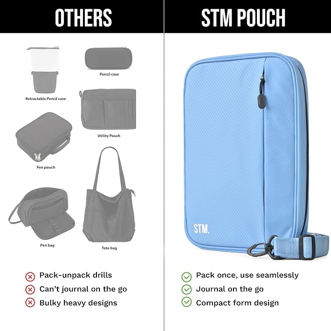 Scribbles That Matter - B5 Pencil Case Pouch + Journal Organizer - Large capacity Kawaii Pencil Pouch, Pen Case, Marker Case, Journal Pouch Zippered Pocket Adjustable Shoulder Strap (8.5 x 12.5)