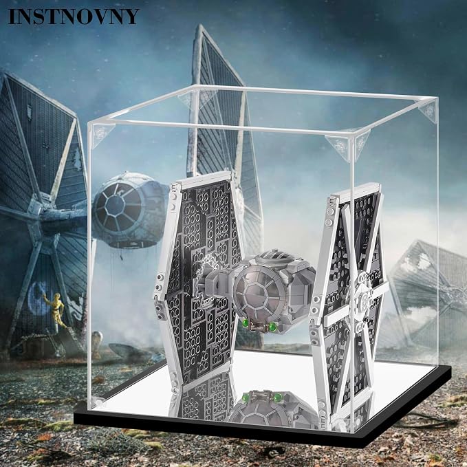 Acrylic Display Case for Collectibles Assemble Acrylic Display Box for Lego 75300 75304 75349 Helmet Model Clear Acrylic Case for Display Toys Action Figures(Black,7.9*7.9*9.8 inch)