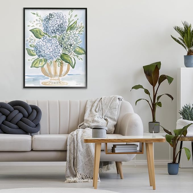 'Serena Pastel Hydrangea Bouquet'| Framed Giclee Art | Stupell Industries | Black, 24 x 30 Inches, Easy to Hang and Sturdy, Made in USA, by Haley Knighten