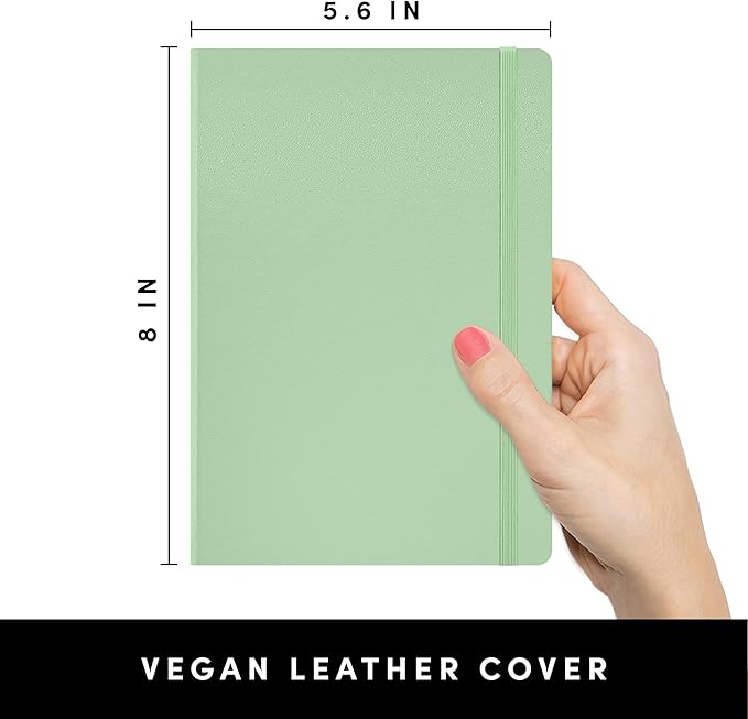 PAPERAGE Lined Journal Notebook, (Sage Green), 160 Pages, Medium 5.6 in x 8 in - 100 GSM Thick Paper – Hardcover Journaling Notebook for Work, School & Note Taking