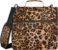 Fisyme Cheetah Leopard Print Zipper Binder 3 Ring with Zipper and Shoulder Strap Large Capacity Multi-Pocket Binder Organizer