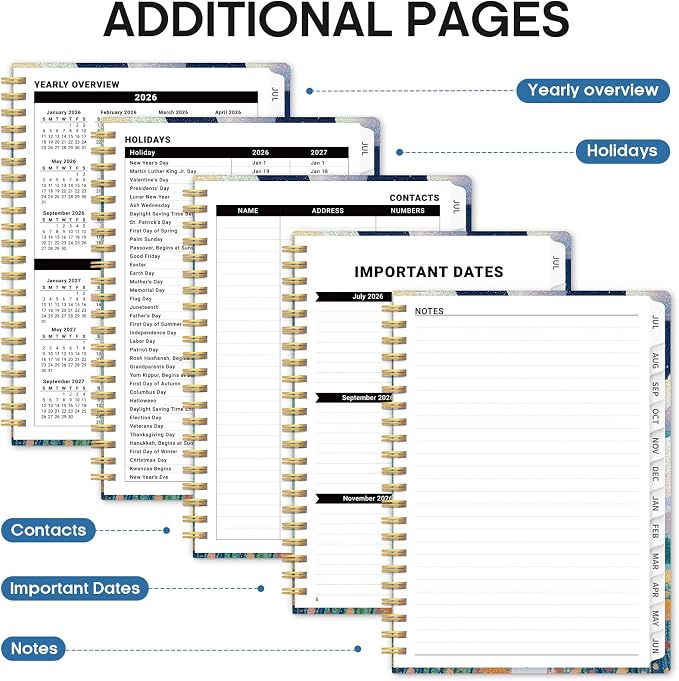 Planner 2026-2027, Monthly & Weekly Jul 2026-Jun 2027 Planner Calendar