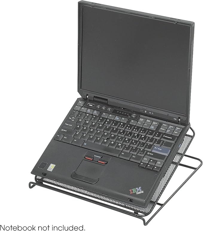 Safco 2161BL Onyx Mesh Adjustable Ventilated Tabletop Laptop Stand, Ergonomic Lift Stand' Black