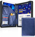 WRIYES Zippered Padfolio Organizer, Blue, 10.2 Inch Portfolio Folder | Leather Planner Binder, For Documents, Letter Size, Business Card Hold
