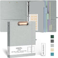 EYROZILL 3 Ring Binder, 1 Inch Linen Binder Organizer for Letter Size (8.5" x 11") with 5 Tab Dividers, File Folder Labels and Low Profile Clipboards, School and Office Supplies-Light Grey