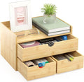 Bamboo Desk Organizer wtih Drawers Mini Desktop Drawer Tabletop Storage | 100% Bamboo Countertop Organizer Drawers,Makeup Storage,Kitchen Spice Organizers,3 Drawer Tabletop Storage,for Home Office