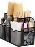 Mind Reader Countertop Organizer, Office Breakroom or Desktop Storage, 10-Compartment Caddy, Metal Mesh, Black