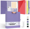 Ospelelf 2 Inch 3 Ring Binder Organizer with Zipper Pouch, Purple Linen Clipboards Portfolio (8.5" x 11"), 5 Plastic Folders with 10 Pockets, Hardcover School Binder