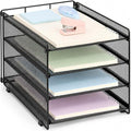 Desk Organizer, 4-Tier Paper Organizer Letter Tray, Black | Desk Organizers and Accessories, Office Desk Accessories & Workspace Organizers, Desktop File Organizer for Office Supplies