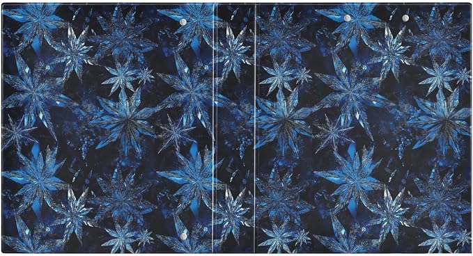Blue Crystalline Snowflake 3 Ring Binder 1.5" Decorative D-Ring Binder with Clipboard&3 Clear Pockets, Holds 200 Sheets A4 Size Paper Waterproof Binders for School Home Office|2 Pack