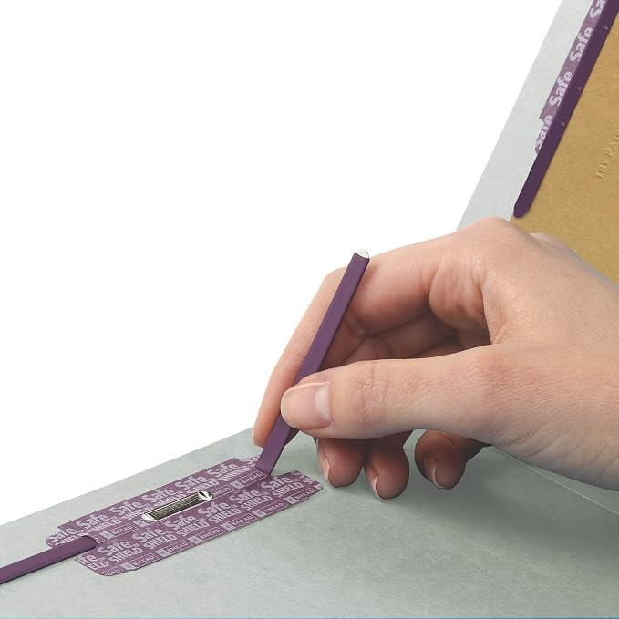 Smead End Tab Pressboard Classification File Folder with SafeSHIELD® Fasteners, 1 Divider, Gray/Green, Letter Size, 10 per Box (26800)