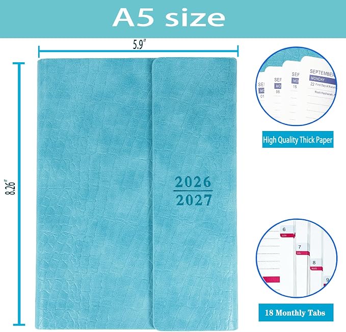 Planner 2026-2027, Weekly Monthly Academic Calendar Book, 8.26" x 5.9"