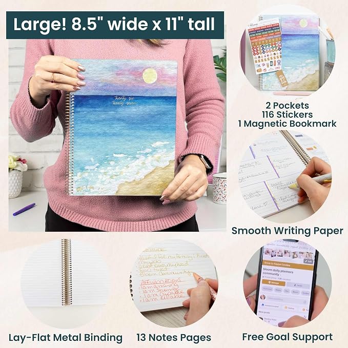 bloom daily planners 2026-2027 Planner (8.5” x 11") 13 Month Academic Year Organizer (July 2026 - July 2027) - Weekly & Monthly Agenda Book with Stickers & Tabs - Coastal Calm