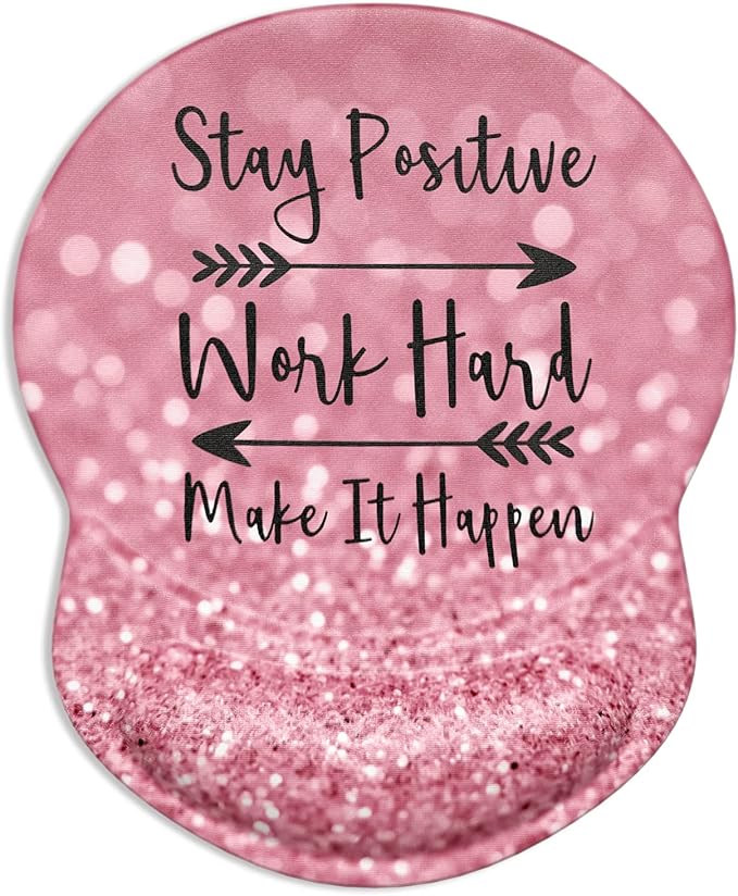 ITNRSIIET Ergonomic Mouse Pad with Gel Wrist Support Small Wrist Rest Smooth Surface Non-Slip PU Base Comfortable Office Supplies Pain Relief, 8.7 x 7.2 inches, Pretty Inspirational Quotes