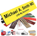 Door Name Plate Personalized for Office Yellow Plastic Name Plate Black Letters - Made in USA 2x10 B4