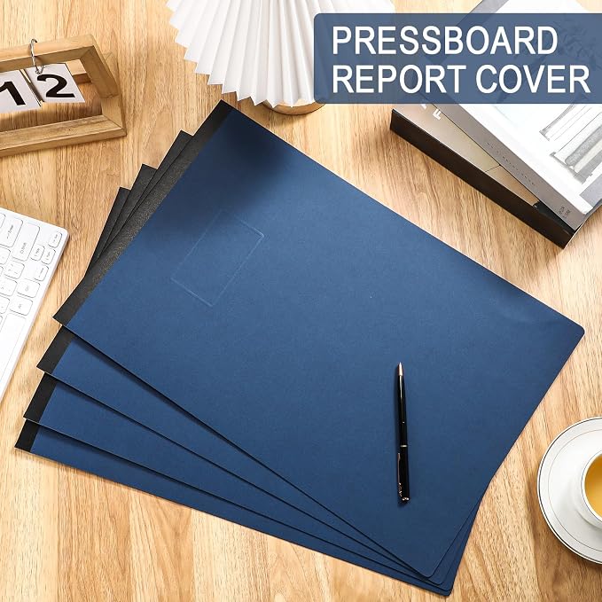 Fullhawl 10 Pcs 11x17 Inch Vertical Pressboard Report Cover, Navy Blue | Vertical Pressboard Binder Folder, With Metal Prong, 3'' Capacity, For Presentations Portfolio