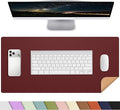 AFIING Leather Desk Pad Protector, 23.6" x 13.7", Red | Dual-Sided Cork & PU Leather, Waterproof, Non-Slip Mouse Pad & Writing Pad for Home, Office, Study & Laptop
