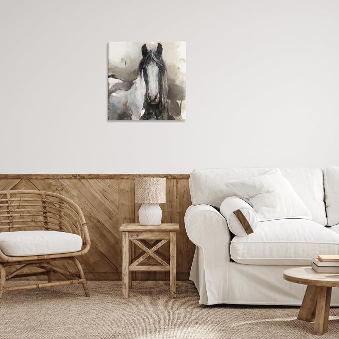 Stupell Industries Grey Beige Horse Abstract, 24 x 24 Inch Canvas Wall Art | Stupell Industries · By Marilyn Hageman · Ready to hang once unboxed · Great for living room or office · Made in USA