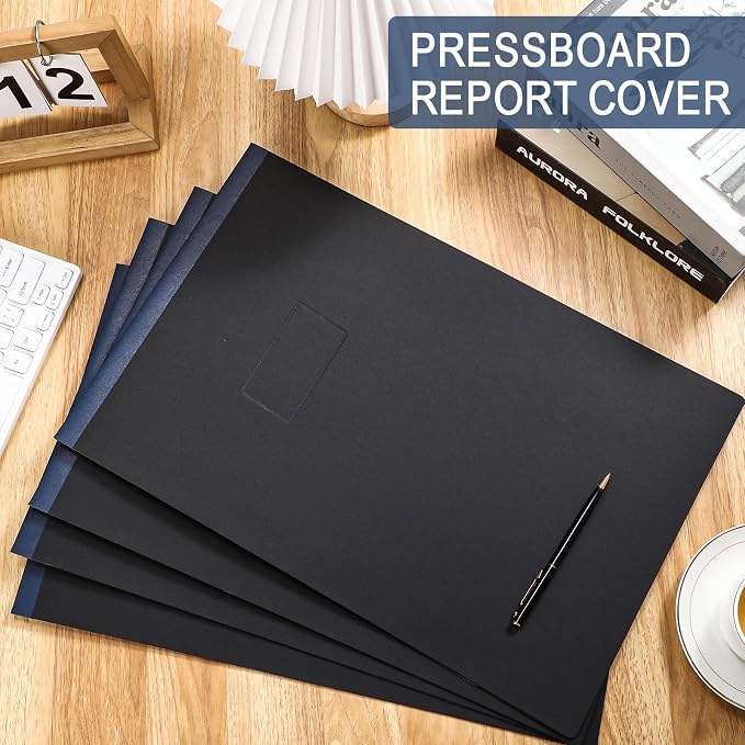 Fullhawl 10 Pcs Vertical Pressboard Report Cover 11x17 Pressboard Binder Folder with Metal Prong Presentations Portfolio Binder, 3'' Capacity to Neatly Bind Reports, Proposals(Black,11 x 17 Inch)