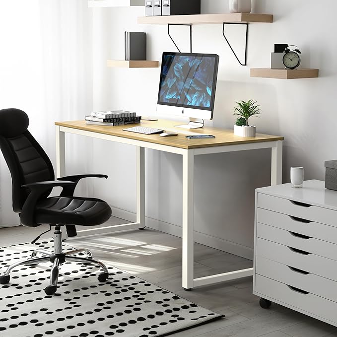 SHW 48-Inch Commercial-Grade Office Computer Desk, Oak | 10-Year Limited Warranty