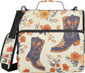Fisyme Retro Cowgirl Boots Western Zipper Binder 3 Ring with Zipper and Shoulder Strap Large Capacity Multi-Pocket Binder Organizer