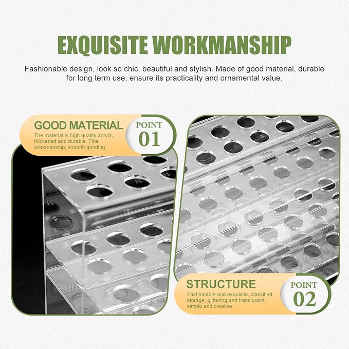 Tofficu Acrylic Multi-Slot Pen Display Holder, 48-Slots Transparent Desk Organizer for Pens, Markers & Brushes, Clear Acrylic Stand for Home Office & Art Supplies