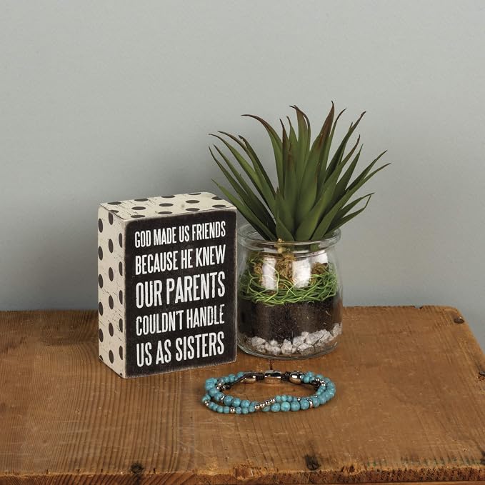 Primitives by Kathy 23560 Polka Dot Trimmed Box Sign, 4 x 3-Inches, God Made Us