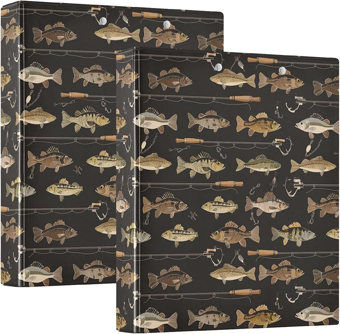 Fish Man Round Ring Binders 1.5 Inch Man I Love Fishing 3 Ring Clipboard Binder for Office School Work Supplies File Folder 200 Sheet Capacity 2 Pieces