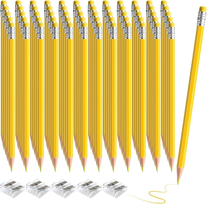60 PCS Yellow Pencils Bulk with Eraser, Pre-Sharpened HB Spring & Easter Pencils for Kids, School Supplies for Writing, Drawing & Easter Art Crafts(Yellow)