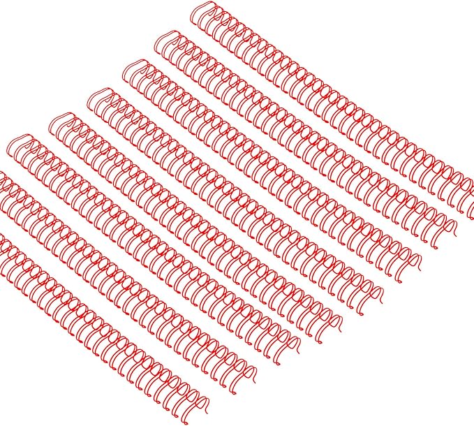 Double Loop Binding Wires for Students and Coworkers, 50 Pack Twin Loop Wire Binder Combs Spines for Booking Letter Size and Binding-Machines (50P, 2:1 Pitch, Red, 7/8 Inch (200 Sheet Capacity))