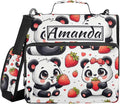 Custom 3 Ring Zipper Binder Panda Red Strawberry Personalized Name 1.5 inch Binders Large Capacity Multi Pockets for School Office Supplies
