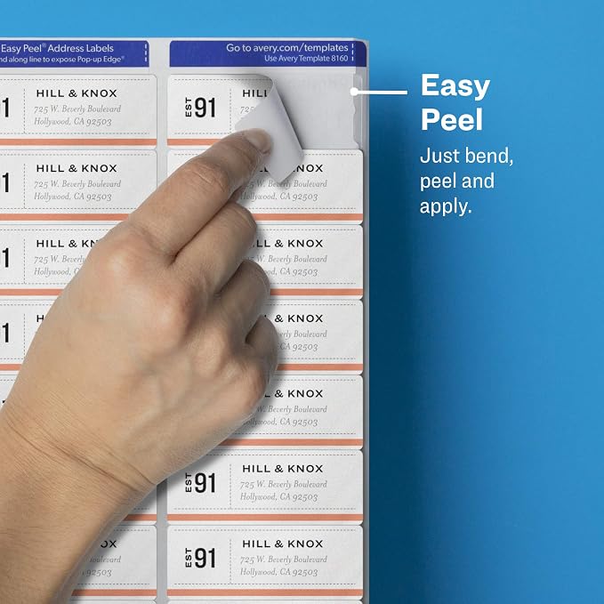 Avery Printable Address Labels, Sure Feed Technology, 1" x 2-5/8", Matte Clear, 750 Blank Mailing Labels (05630)